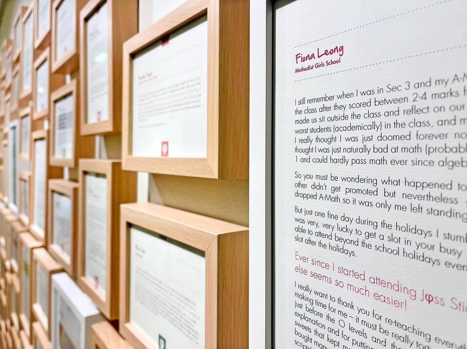 Messages of gratitude from students of this math tuition centre